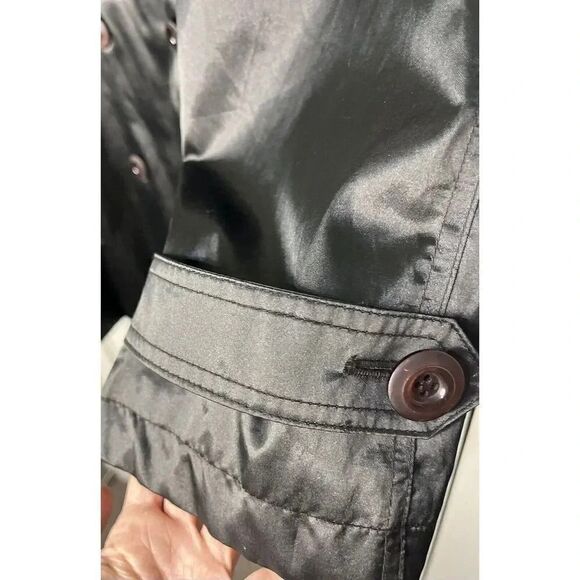Aeros Double Breasted‎ Silky Black Trench Coat Women’s Size M - Picture 5 of 9